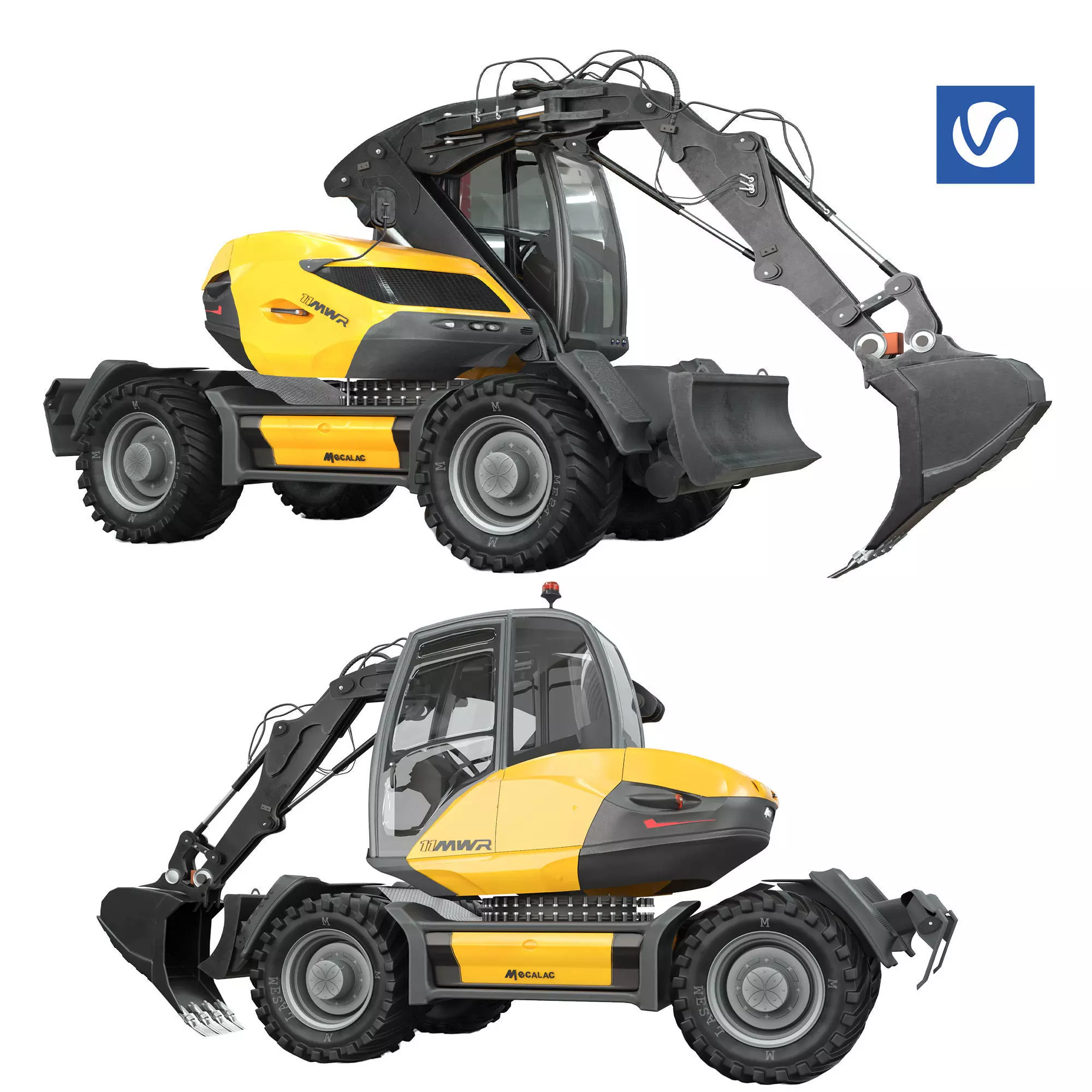 Excavator Mecalac 11mwr 3D model