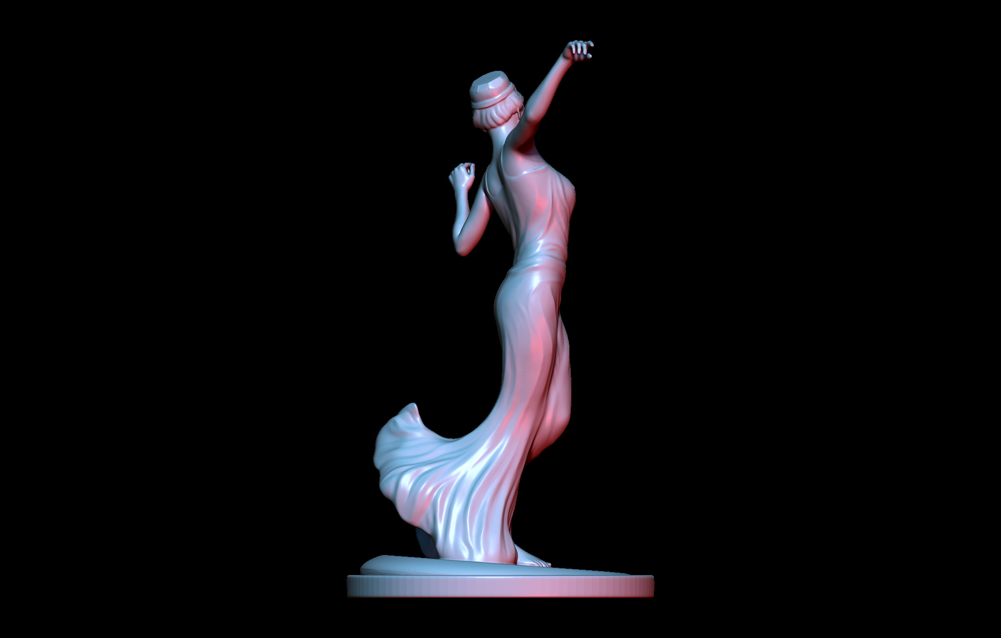 Elegant Female Dancer Figurine  3D Printable STL  3D print model_4