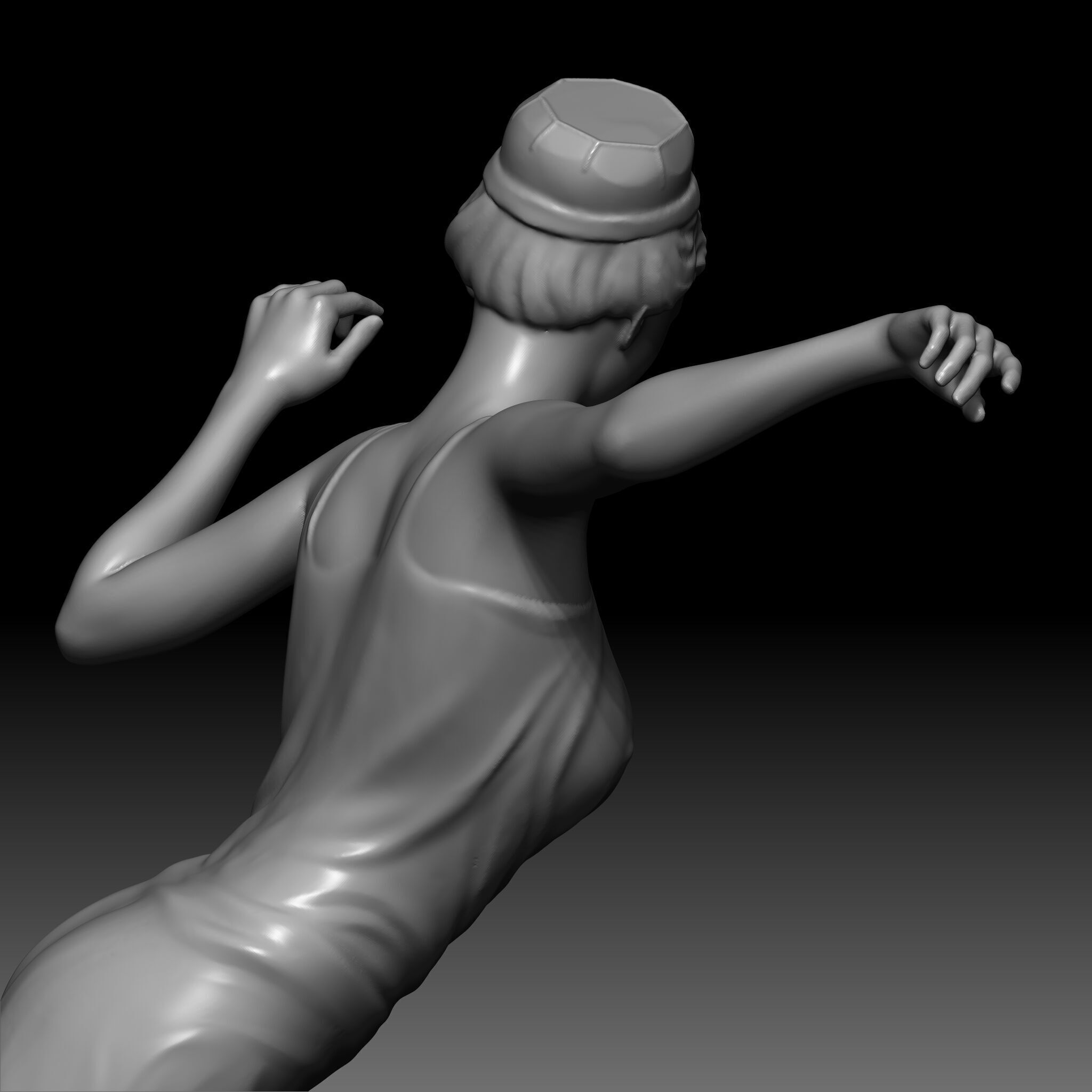 Elegant Female Dancer Figurine  3D Printable STL  3D print model_14
