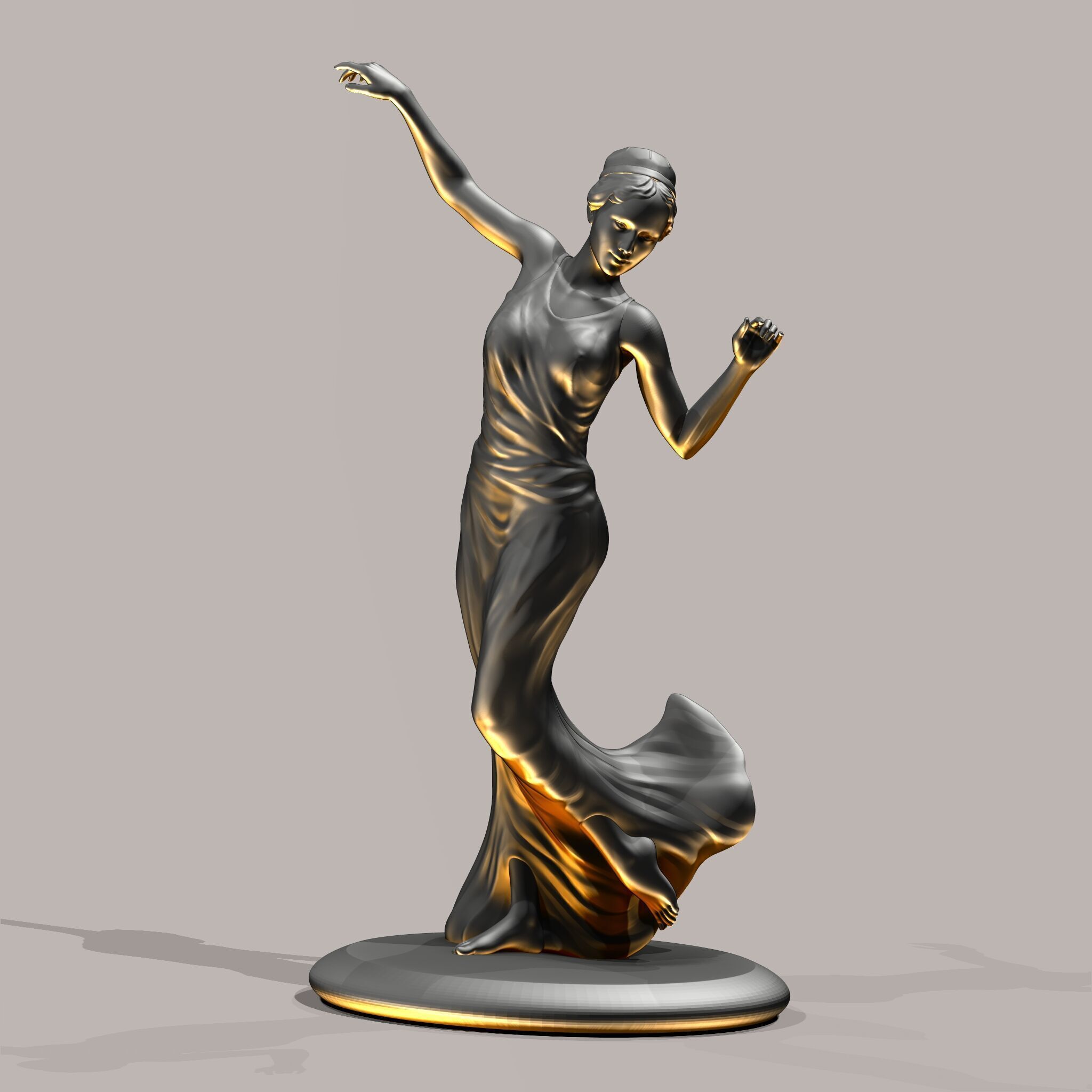 Elegant Female Dancer Figurine  3D Printable STL  3D print model_7