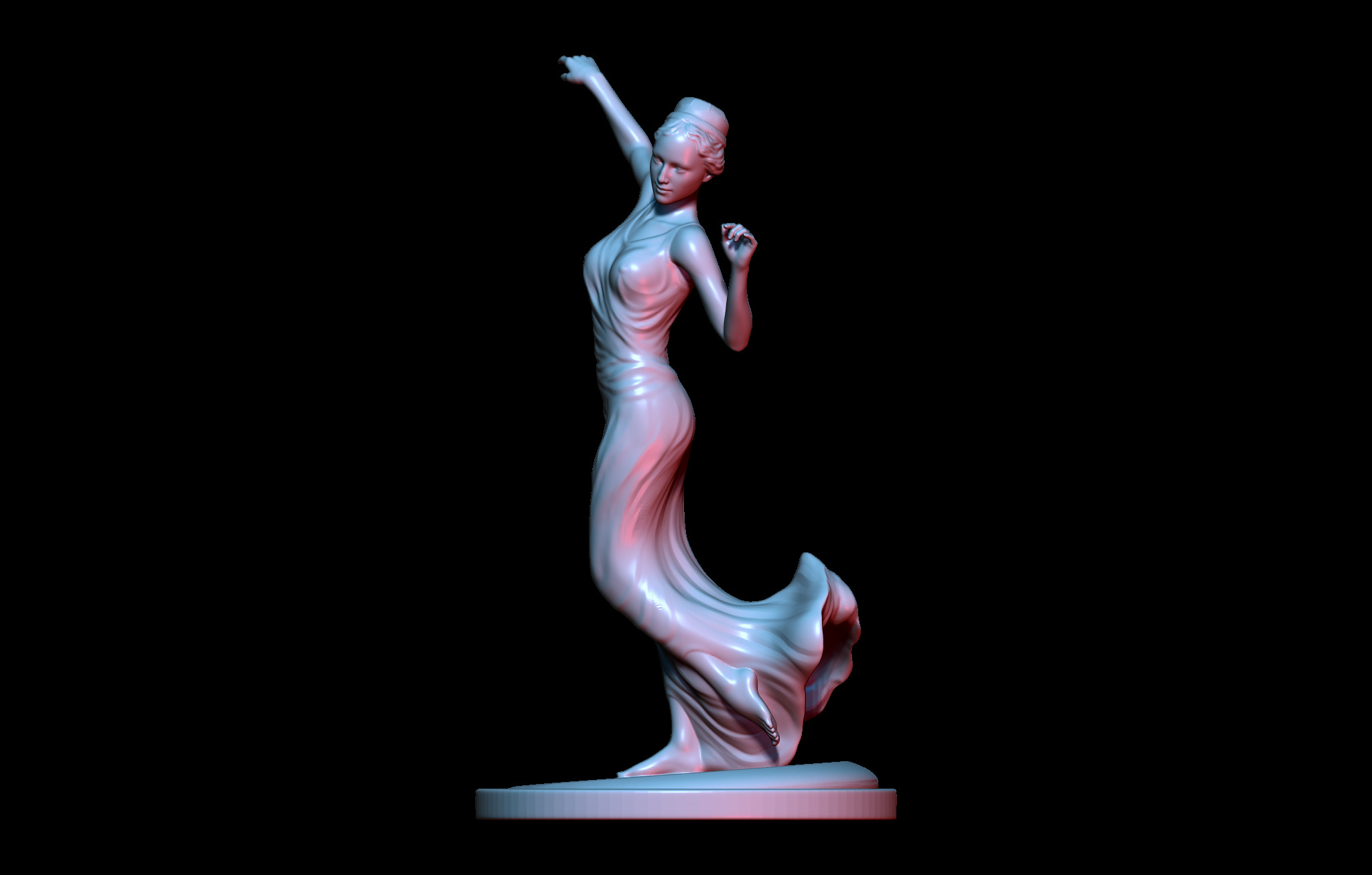 Elegant Female Dancer Figurine  3D Printable STL  3D print model_2