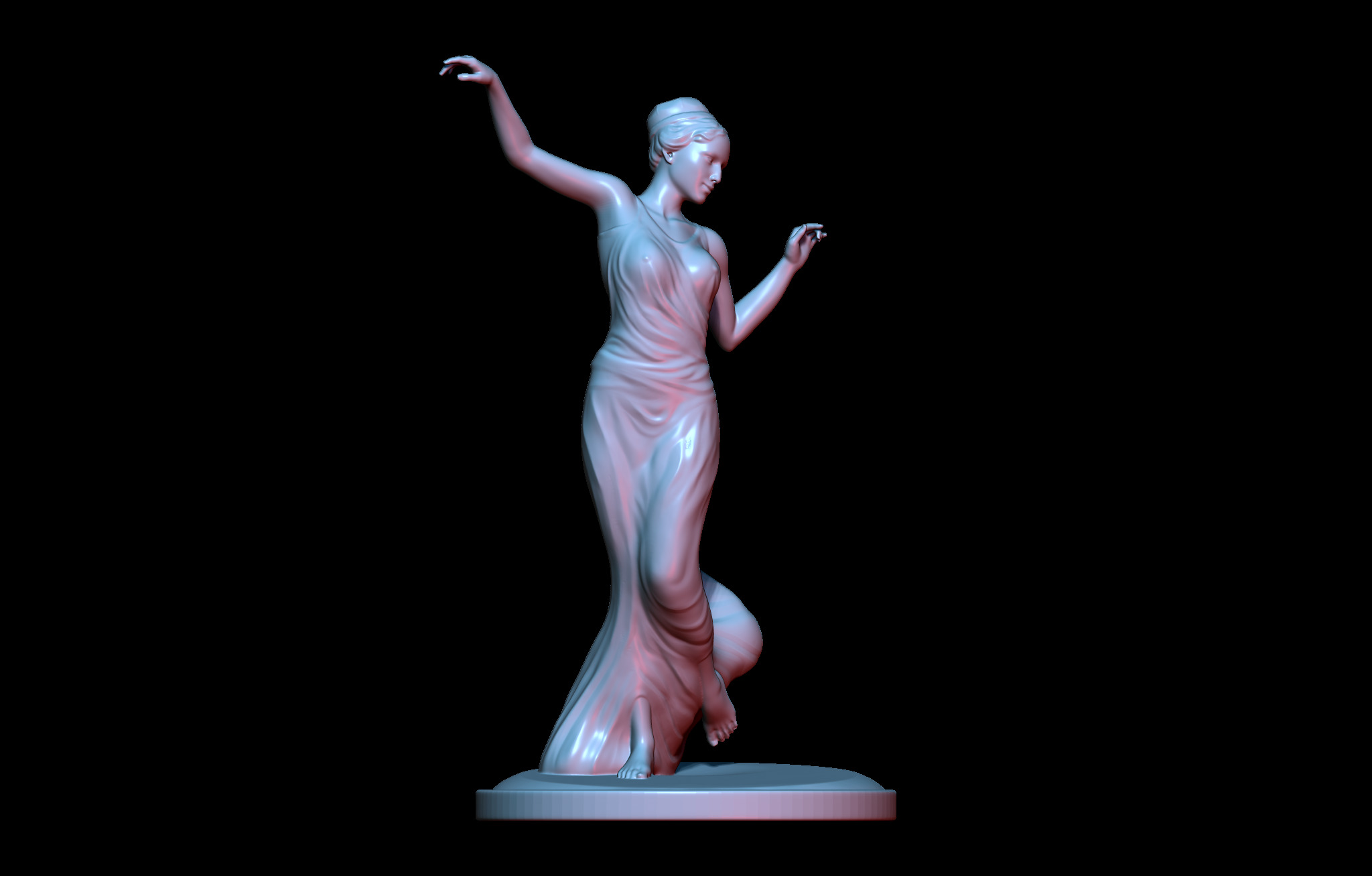 Elegant Female Dancer Figurine  3D Printable STL  3D print model_3