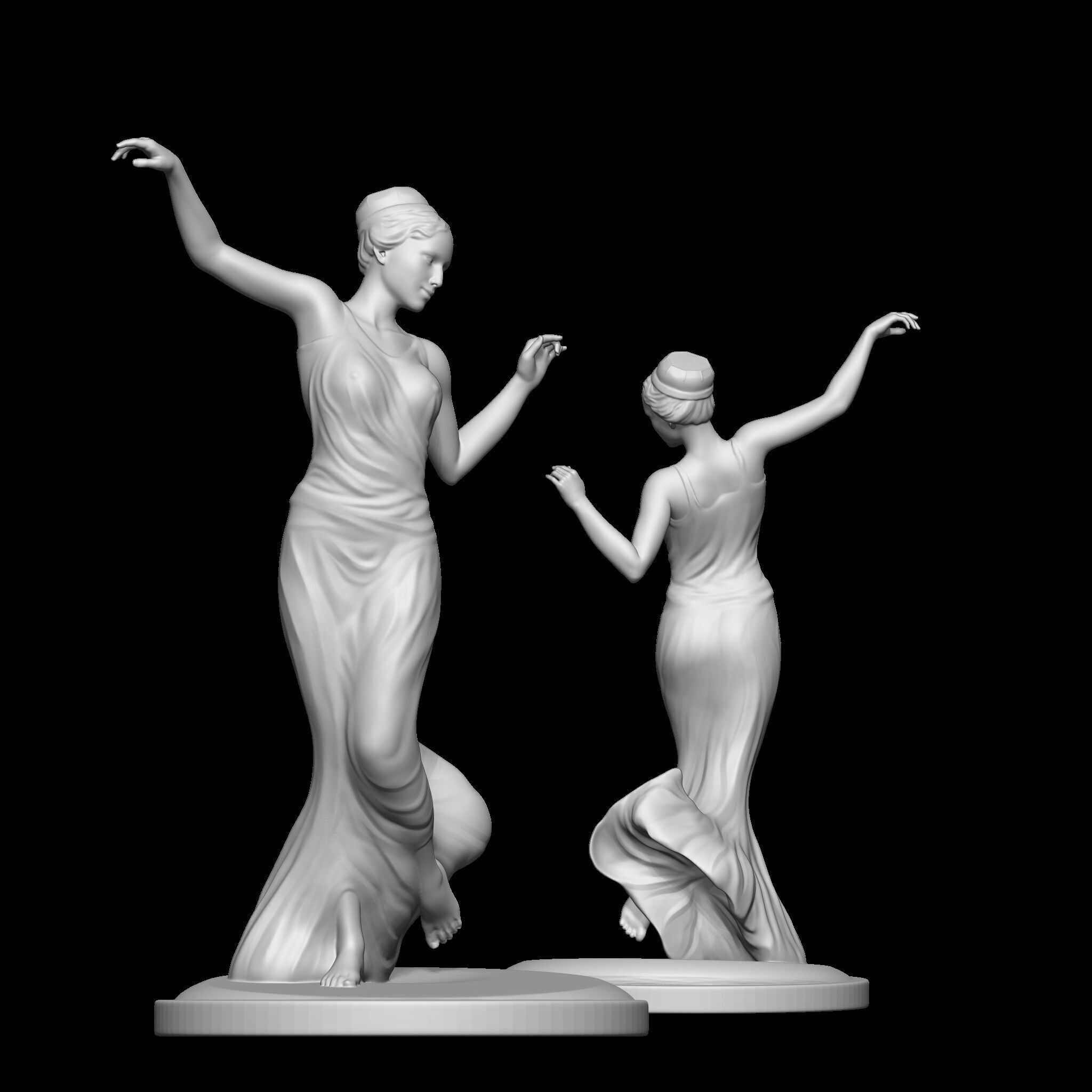 Elegant Female Dancer Figurine  3D Printable STL  3D print model_8