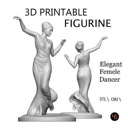 Elegant Female Dancer Figurine  3D Printable STL  3D print model
