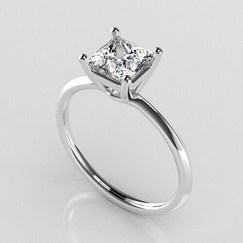 Classic Solitaire Ring - 5-5 mm Princess cut - 100 ct points 3D print model
