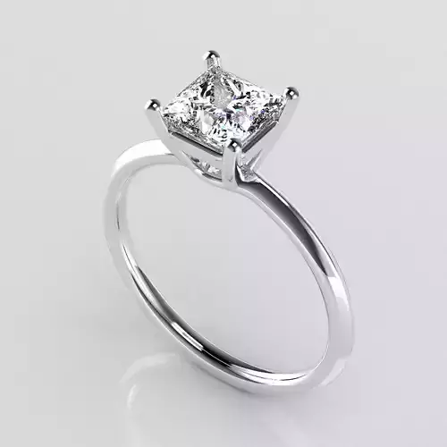 Classic Solitaire Ring - 5-5 mm Princess cut - 100 ct points