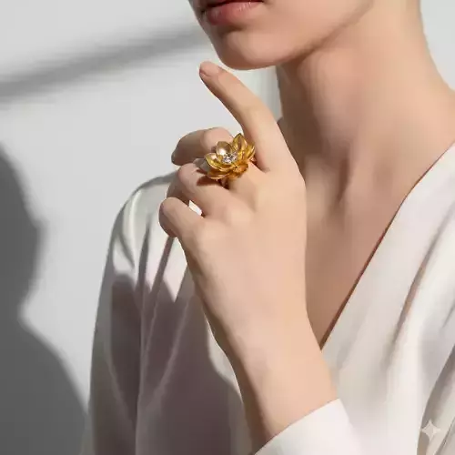 Golden Lotus Engagement Ring