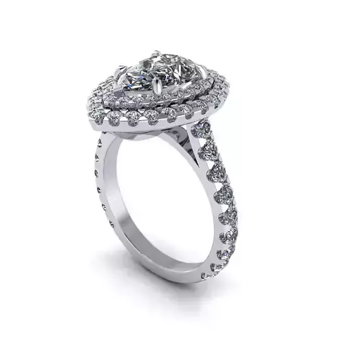 Vintage Pear Wedding Ring PavV2