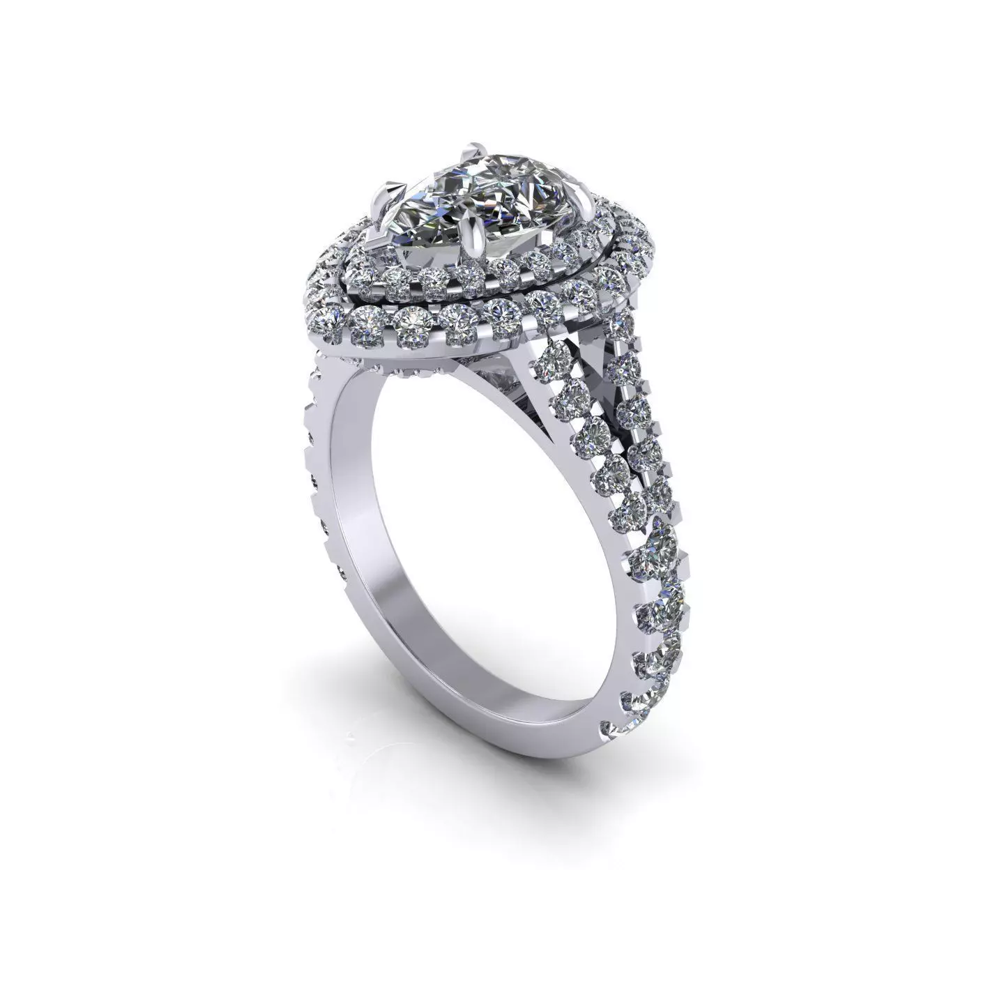 Tension Pear Wedding Ring Pav V3 3D print model