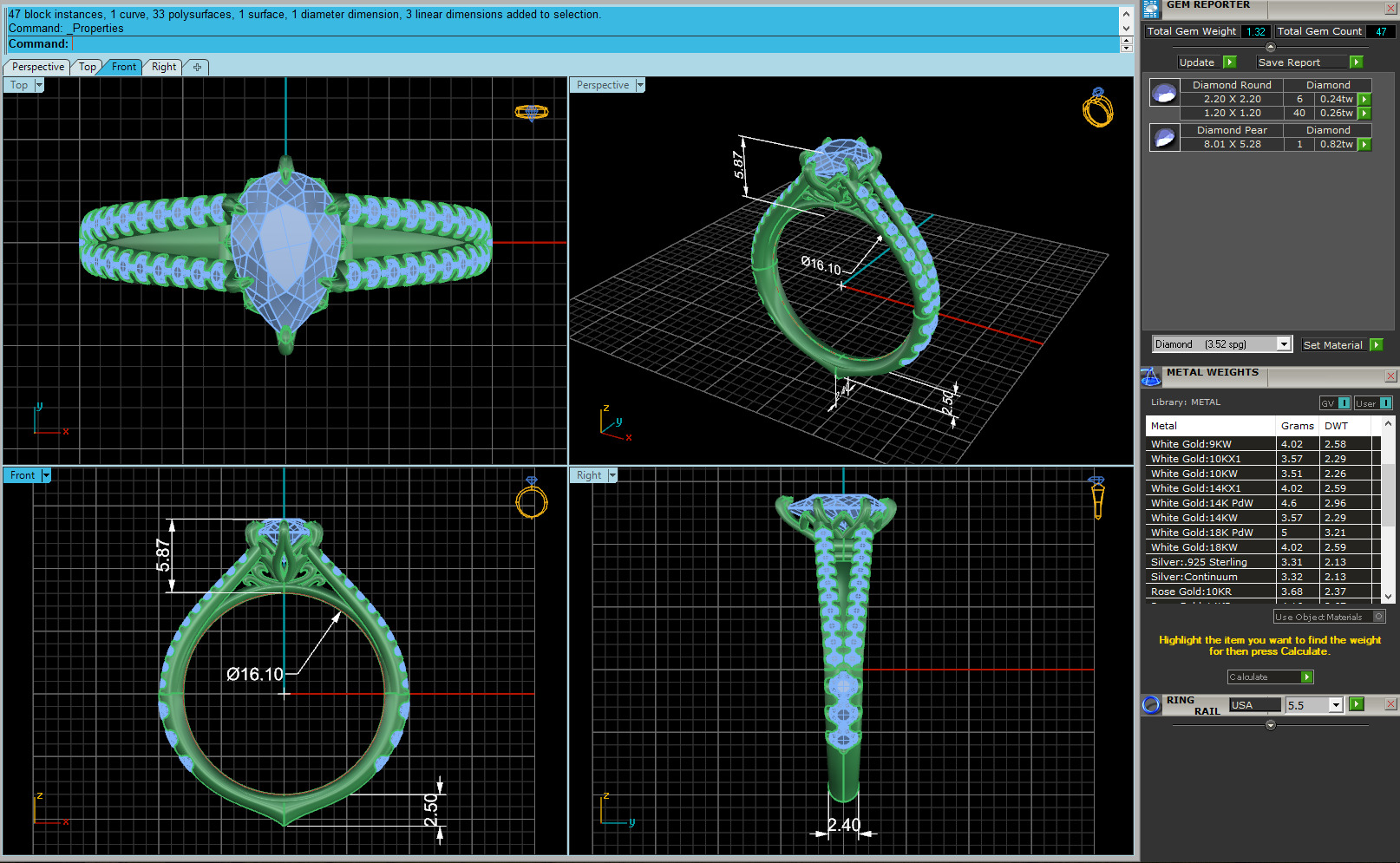 Tension Pear Wedding Ring 3D print model_2