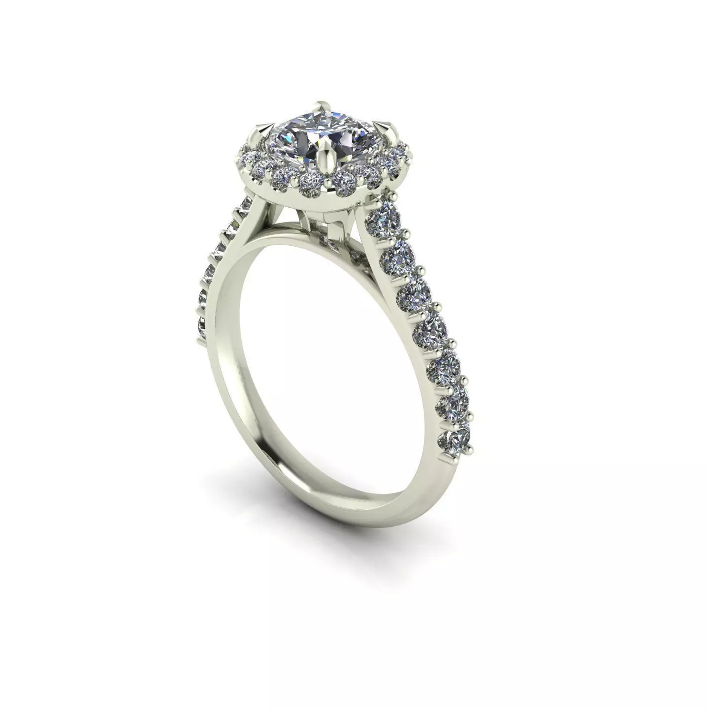 Round Square Wedding Pav Set Ring 3D print model