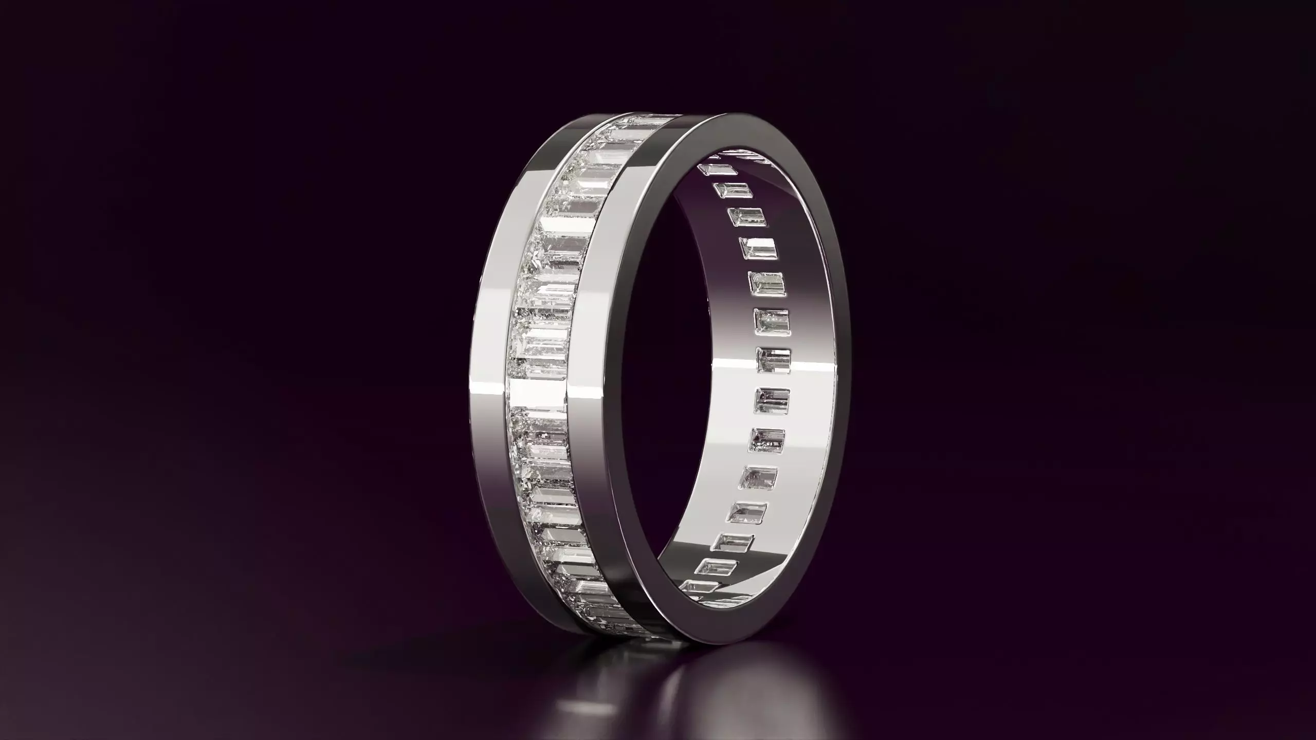 baguette straight cut eternity ring N02 54EU size Free 3D print model