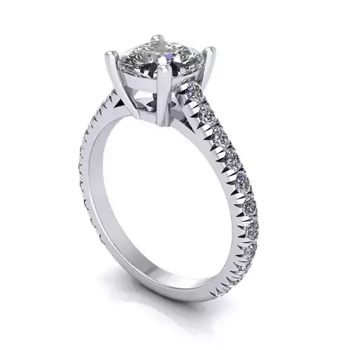 Pav Set One Stone Wedding Ring