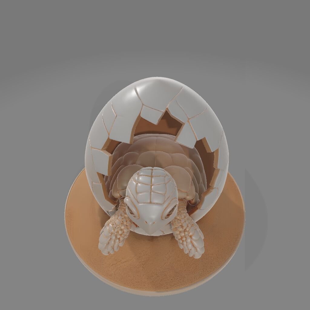 Hatching Sea Turtle  Baby Sculpture on Sand Base 3D print model_1