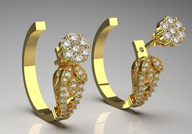luxury diamond earring je0015 3D print model