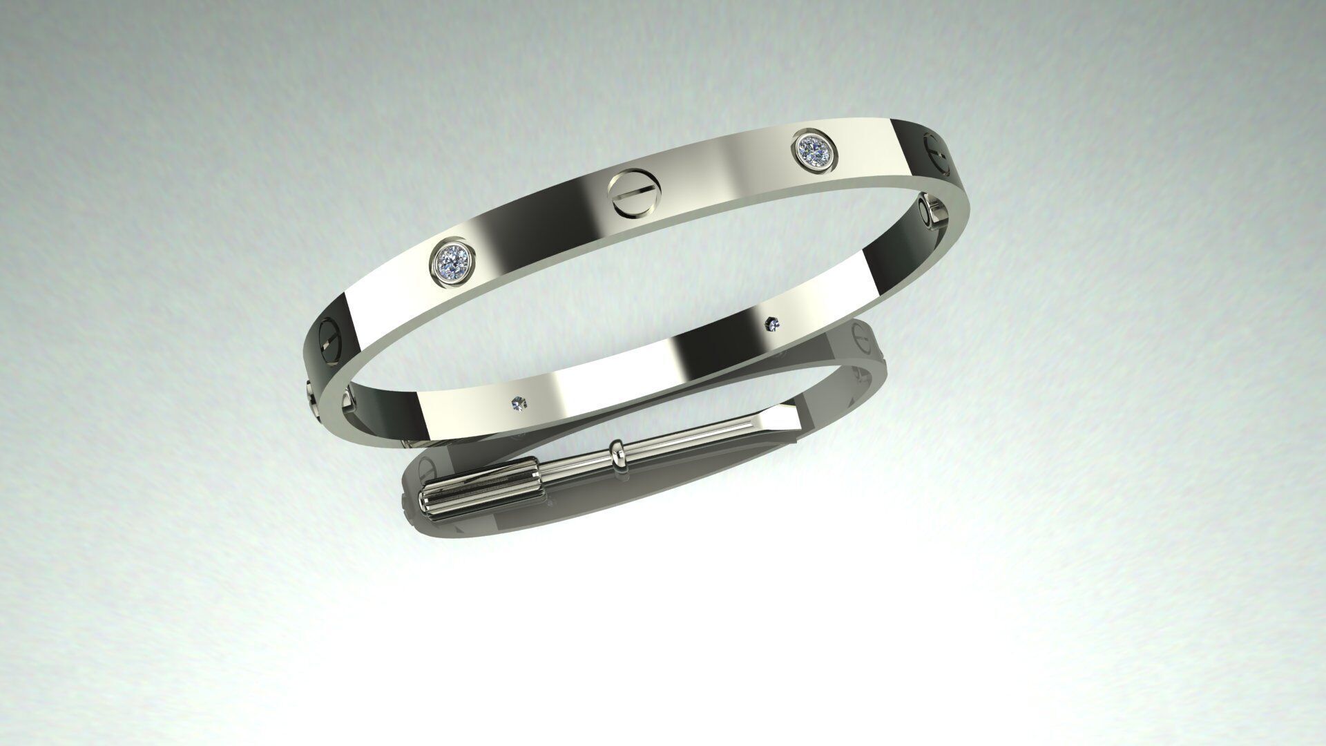 CARTIER LOVE bracelet with 4 stones 3D print model 3D print model_12