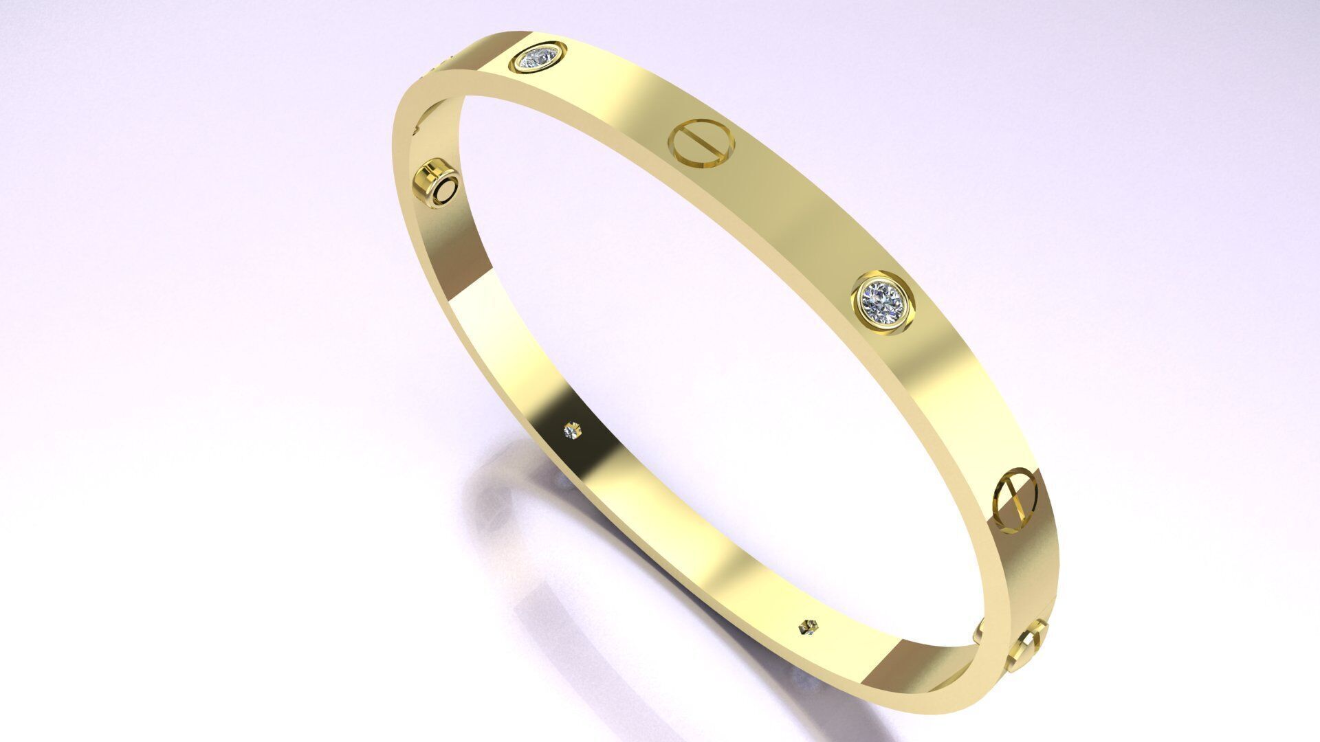 CARTIER LOVE bracelet with 4 stones 3D print model 3D print model_8