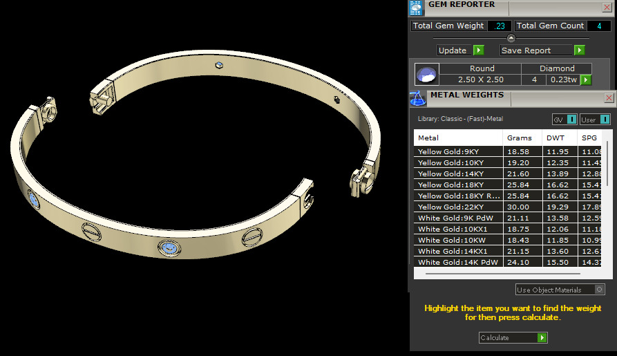 CARTIER LOVE bracelet with 4 stones 3D print model 3D print model_17