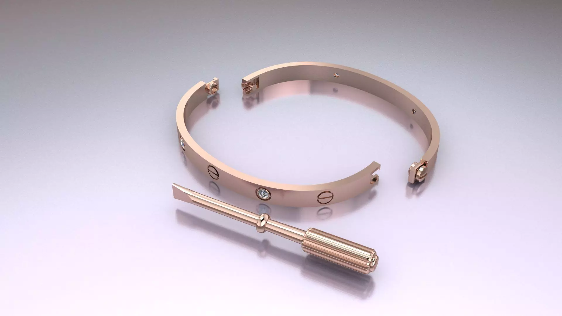 CARTIER LOVE bracelet with 4 stones 3D print model 3D print model_0