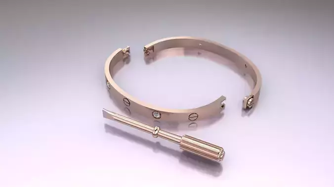 CARTIER LOVE bracelet with 4 stones 3D print model 