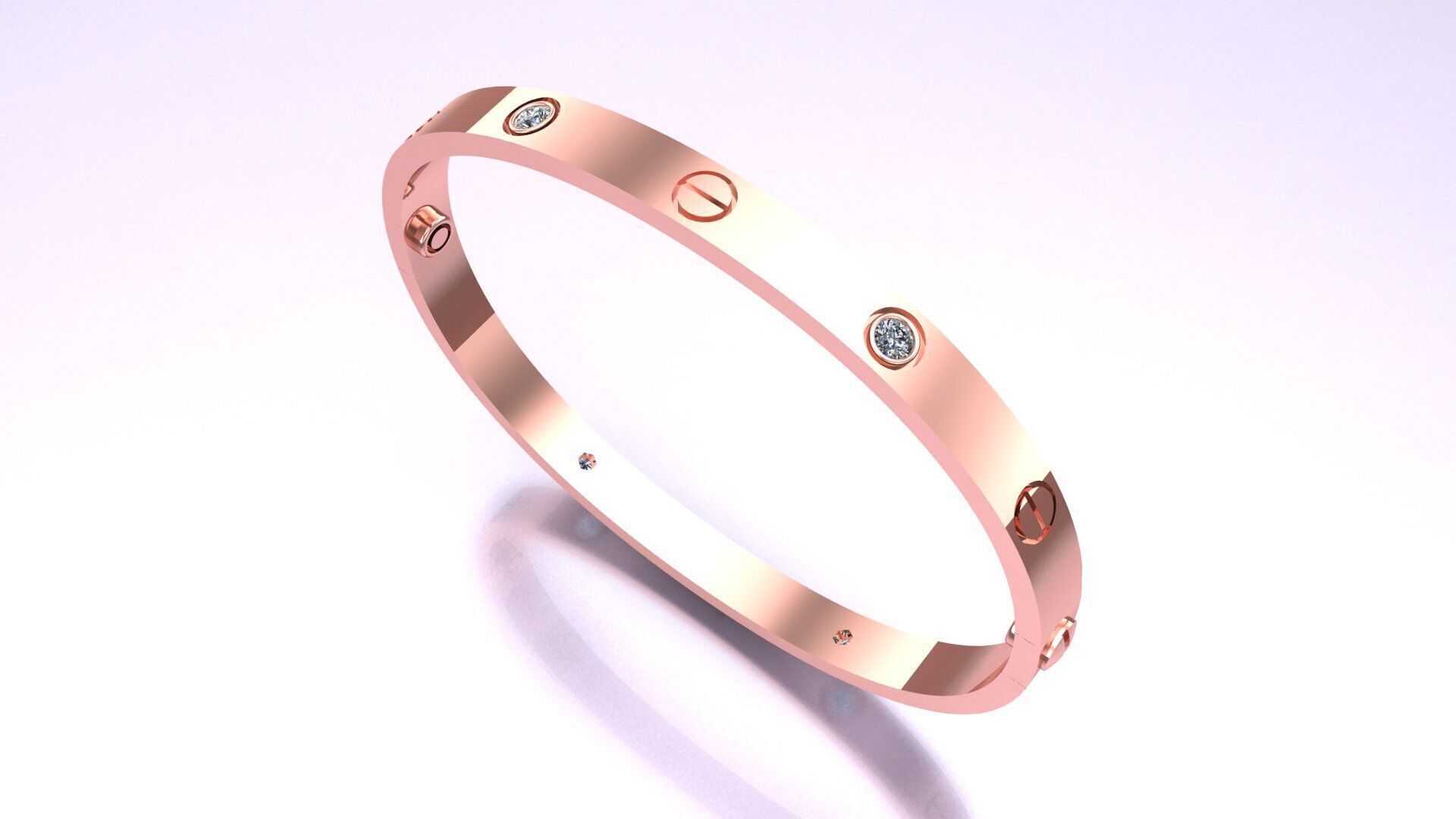 CARTIER LOVE bracelet with 4 stones 3D print model 3D print model_15