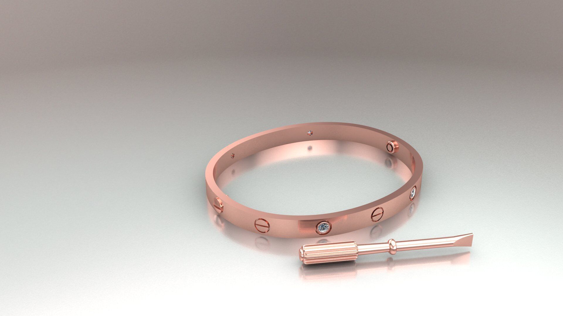 CARTIER LOVE bracelet with 4 stones 3D print model 3D print model_13