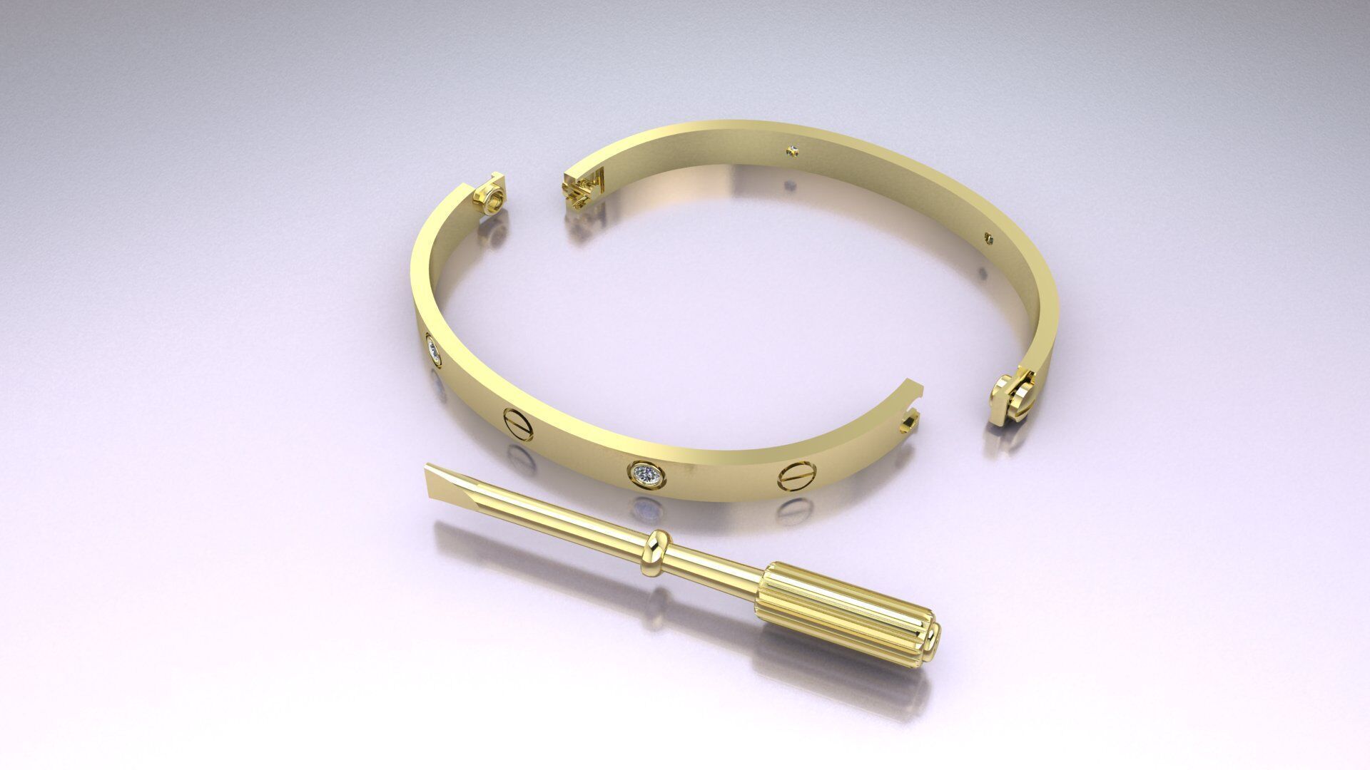 CARTIER LOVE bracelet with 4 stones 3D print model 3D print model_4