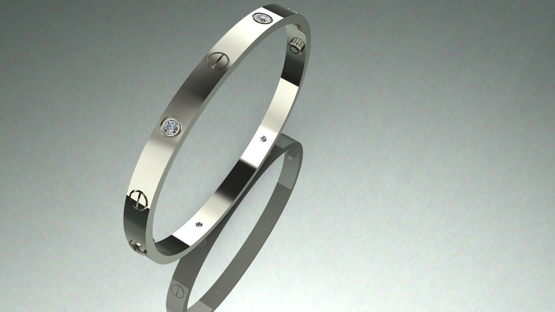 CARTIER LOVE bracelet with 4 stones 3D print model 3D print model_7