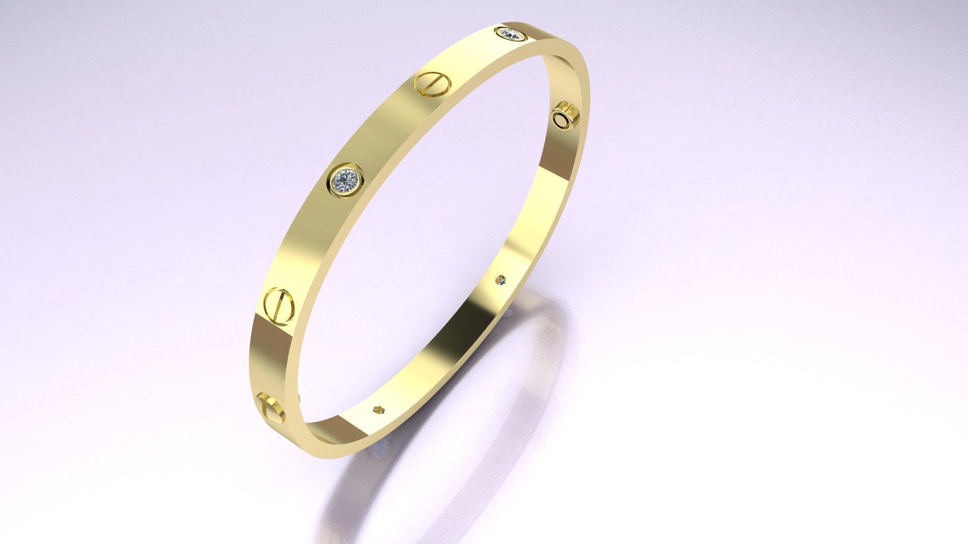 CARTIER LOVE bracelet with 4 stones 3D print model 3D print model_10