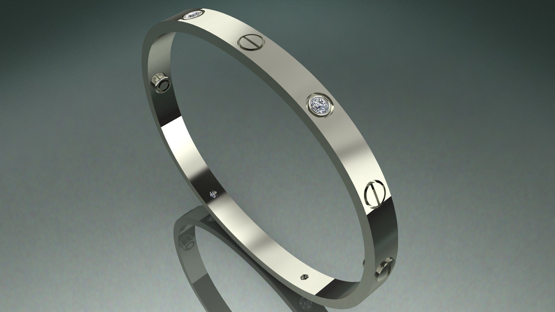 CARTIER LOVE bracelet with 4 stones 3D print model 3D print model_2