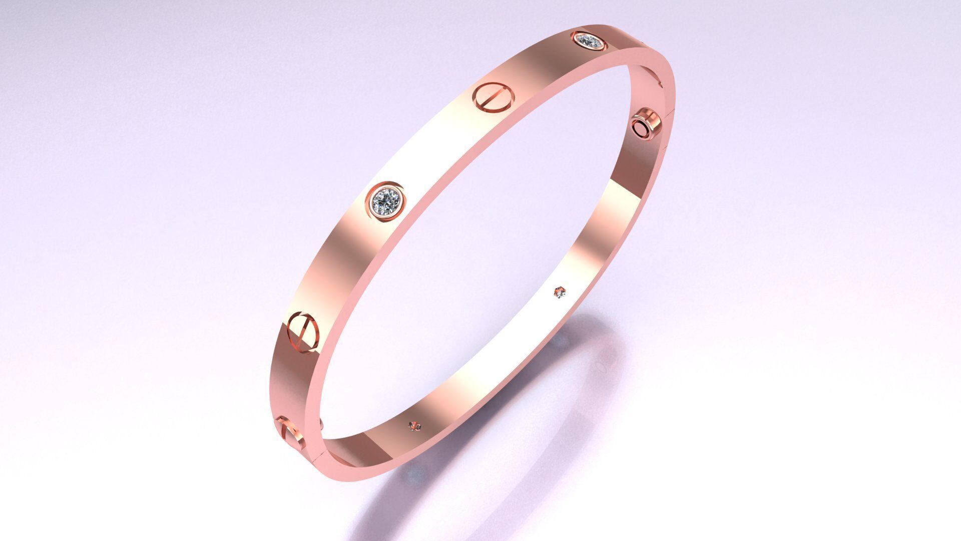 CARTIER LOVE bracelet with 4 stones 3D print model 3D print model_5