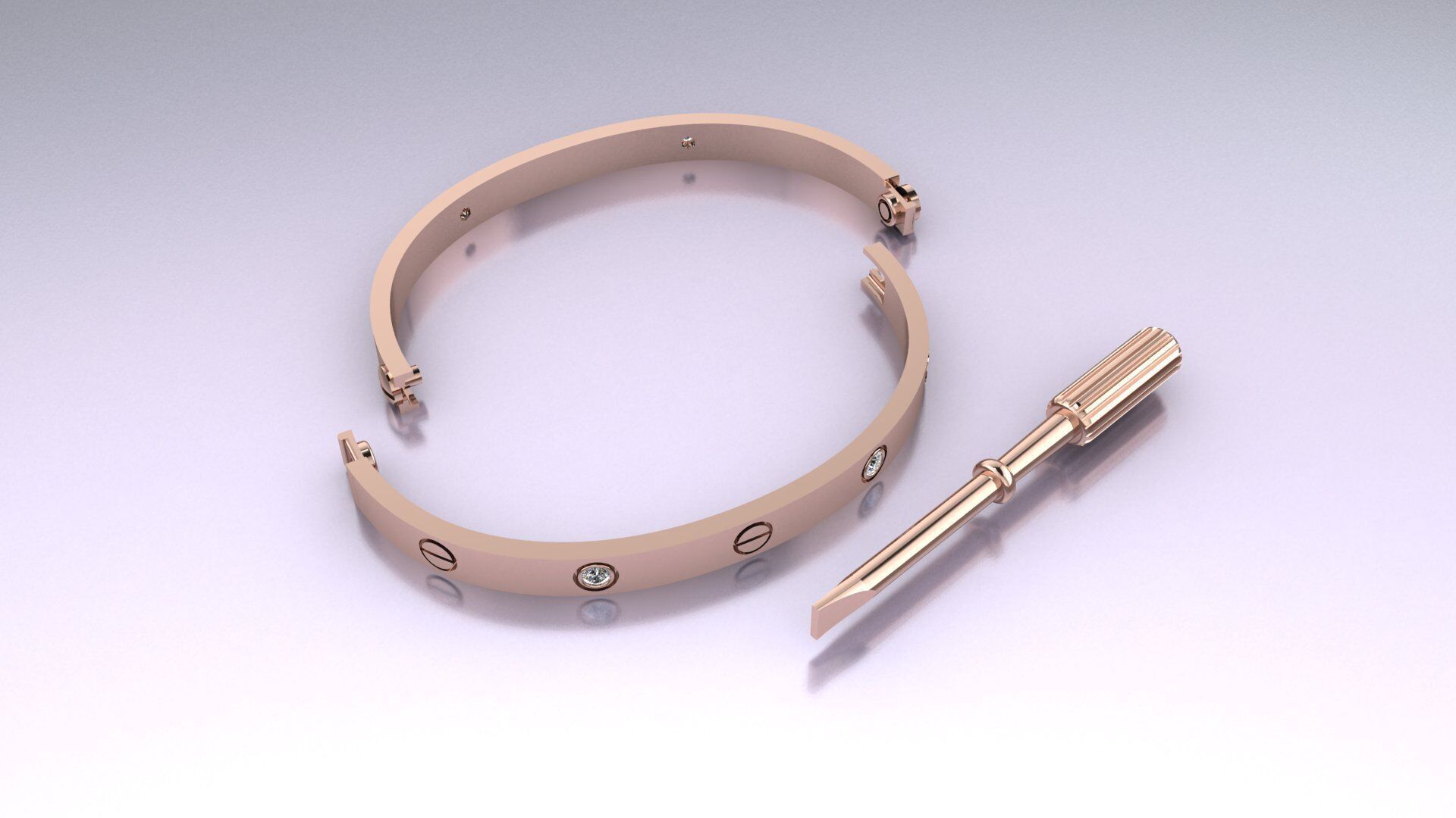 CARTIER LOVE bracelet with 4 stones 3D print model 3D print model_11
