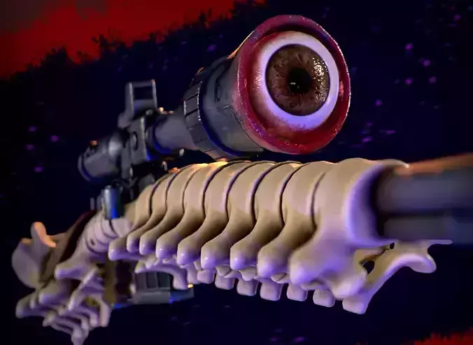 Personalized one eyed horror sniper rifle