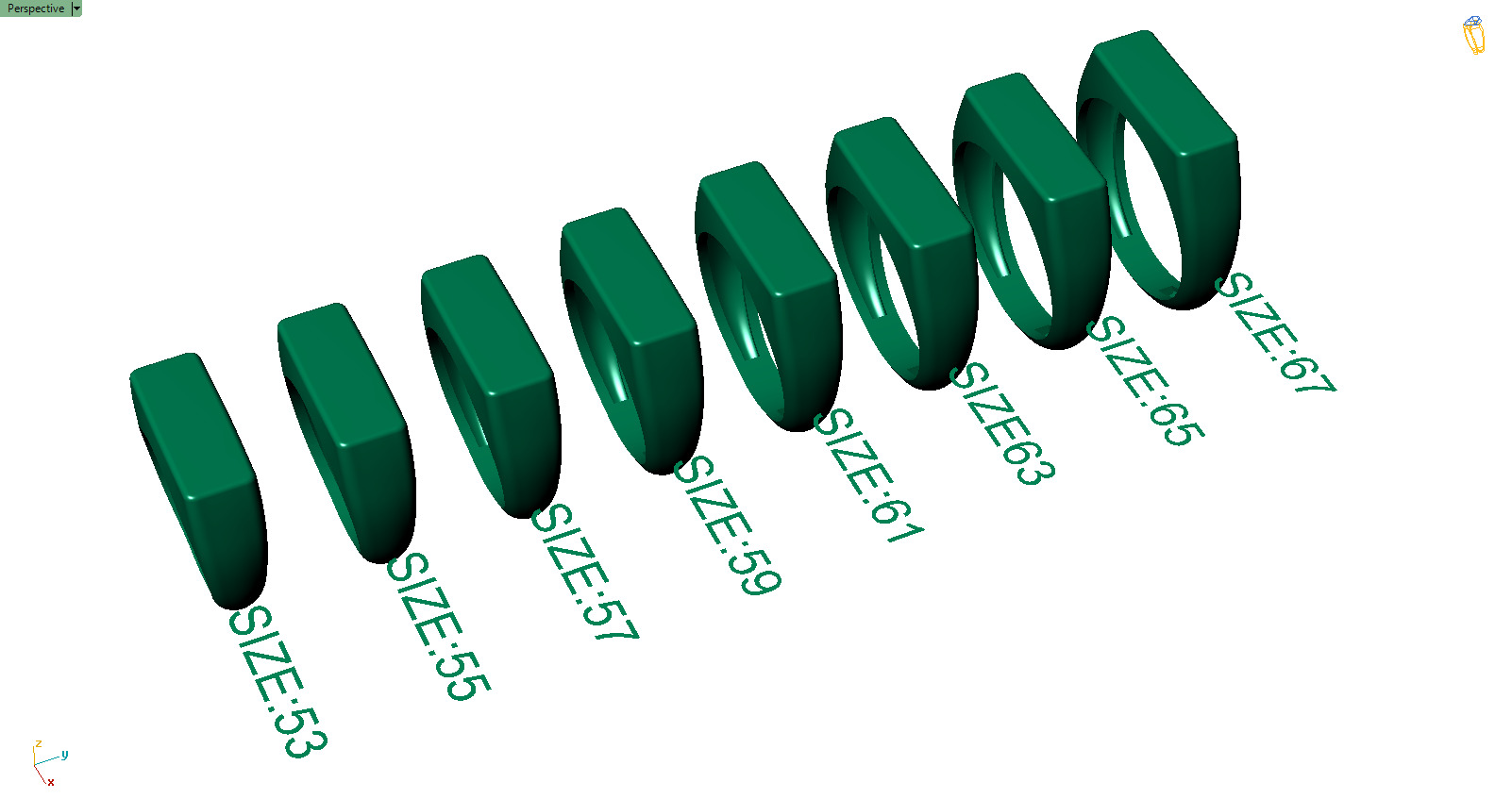 Set of 5 signet pintrest ring - ready for printing in 8 sizes 3D print model_4