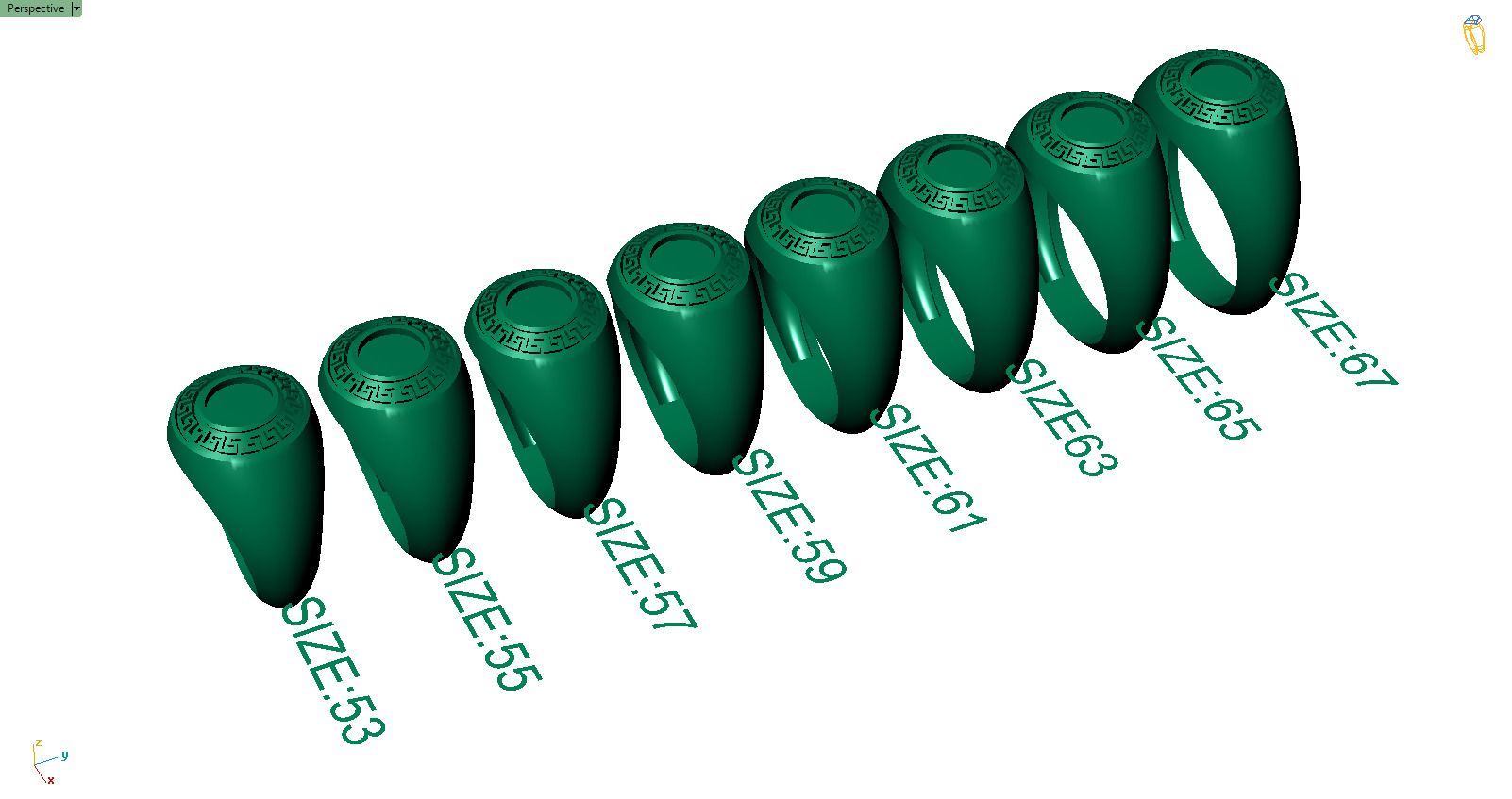 Set of 5 signet pintrest ring - ready for printing in 8 sizes 3D print model_3