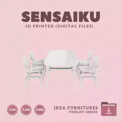 3 VOXLOV Table and Chairs for Mini Dollhouse - IKEA - 3D Print