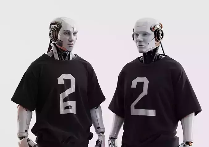 Futuristic Humanoid Robots Set of 2