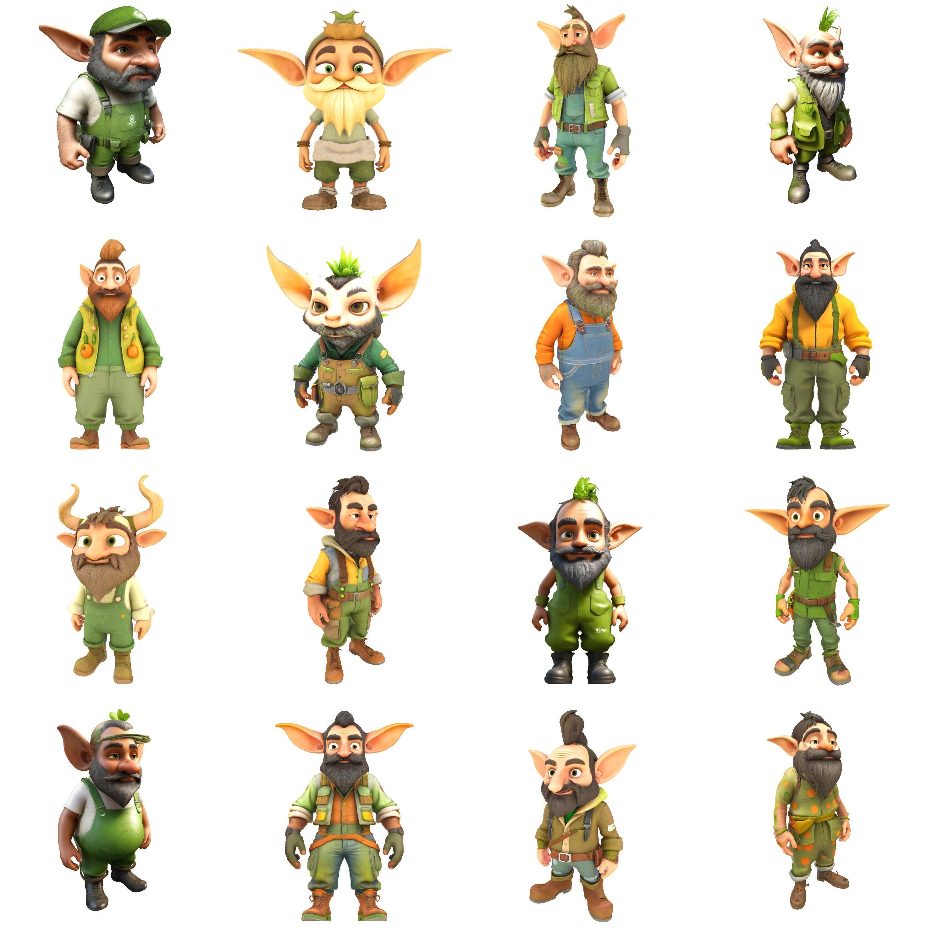 Enchanted Grove Guardians - Fantasy Gnome Figurine Collection 3D print model_1