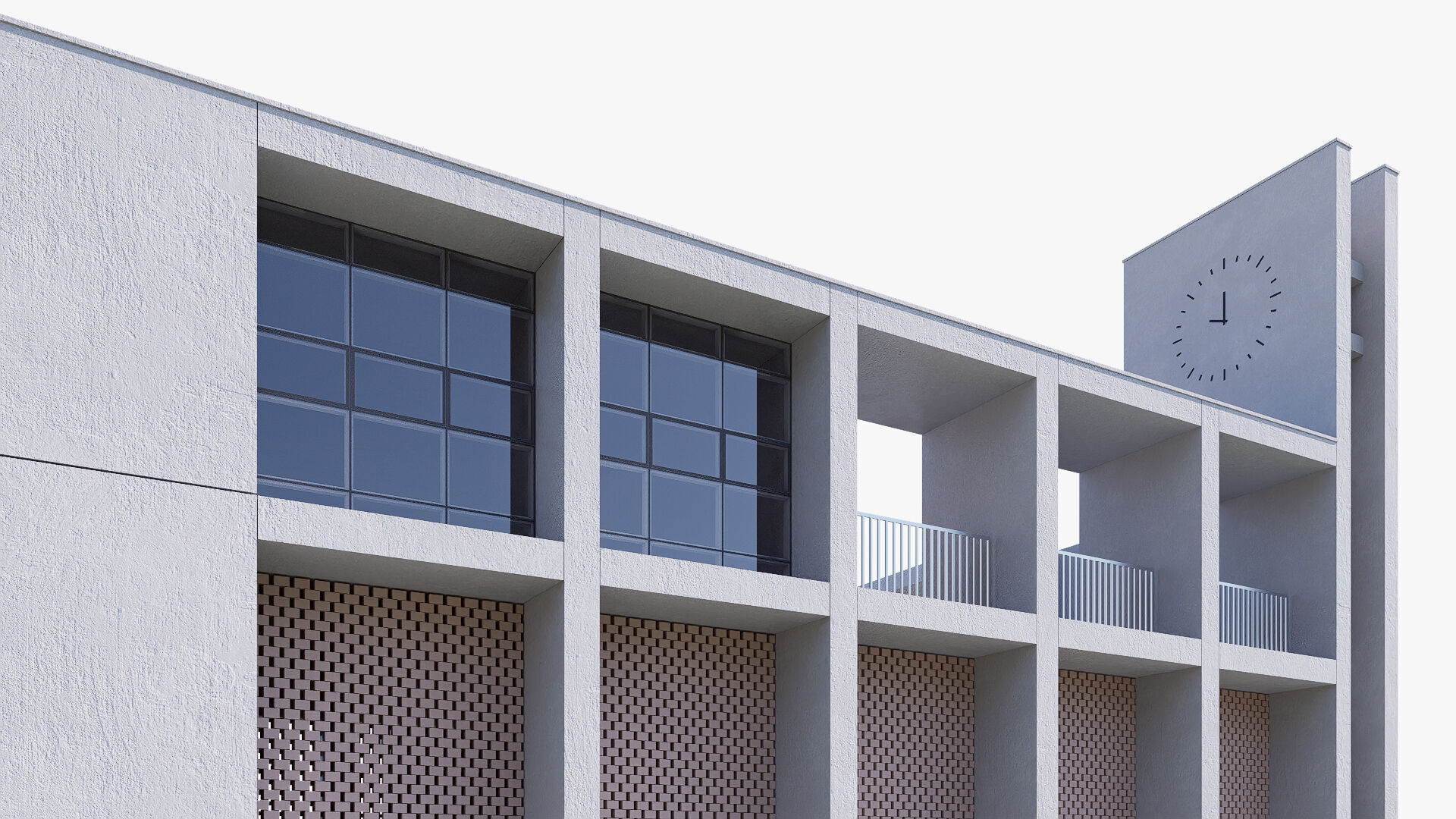 Modern apartment building Low-poly 3D model_5