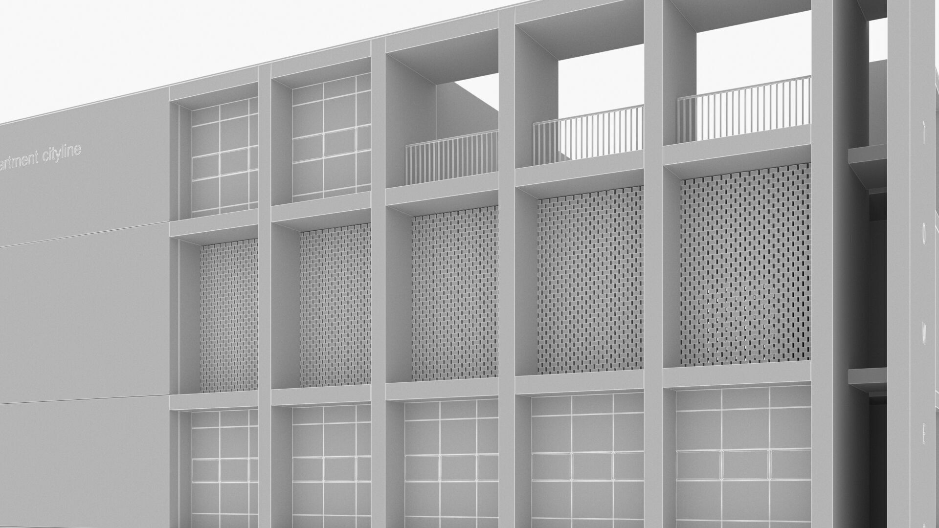 Modern apartment building Low-poly 3D model_13