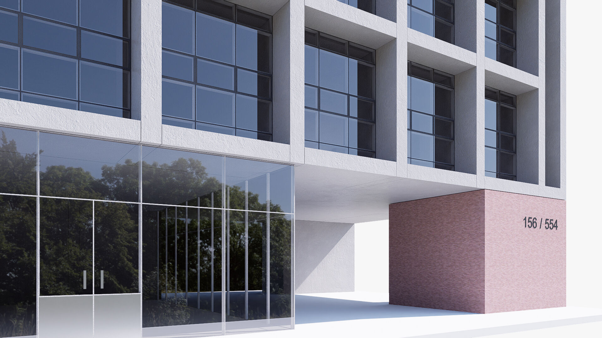 Modern apartment building Low-poly 3D model_6