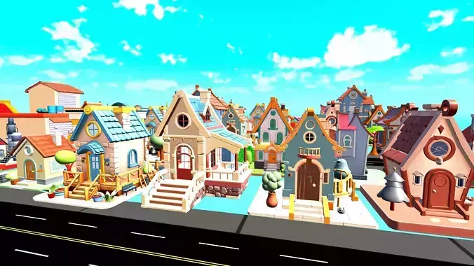 City Houses 20 Styles Pack Game Ready asset