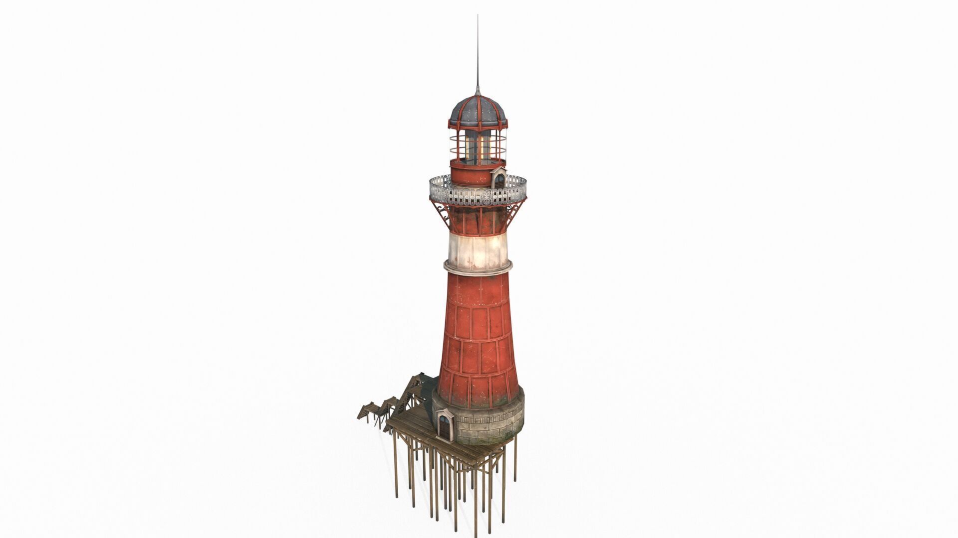 Hand drawn architectural lighthouse 3D model_2