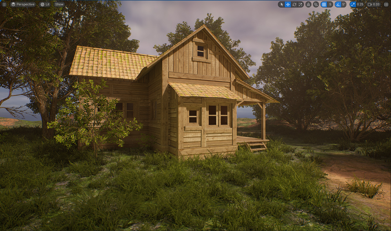 Modular Cabin House 3D Asset Pack for Games and Archviz Low-poly 3D model_8