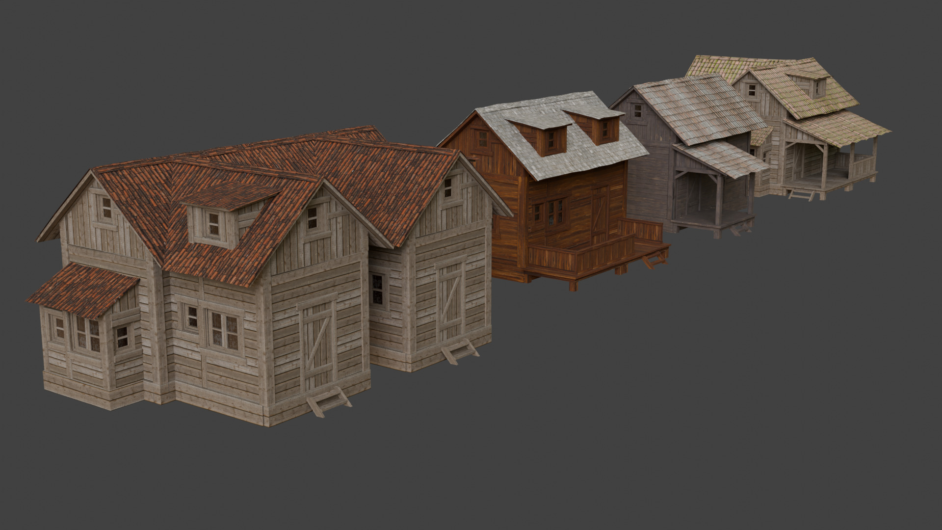 Modular Cabin House 3D Asset Pack for Games and Archviz Low-poly 3D model_3