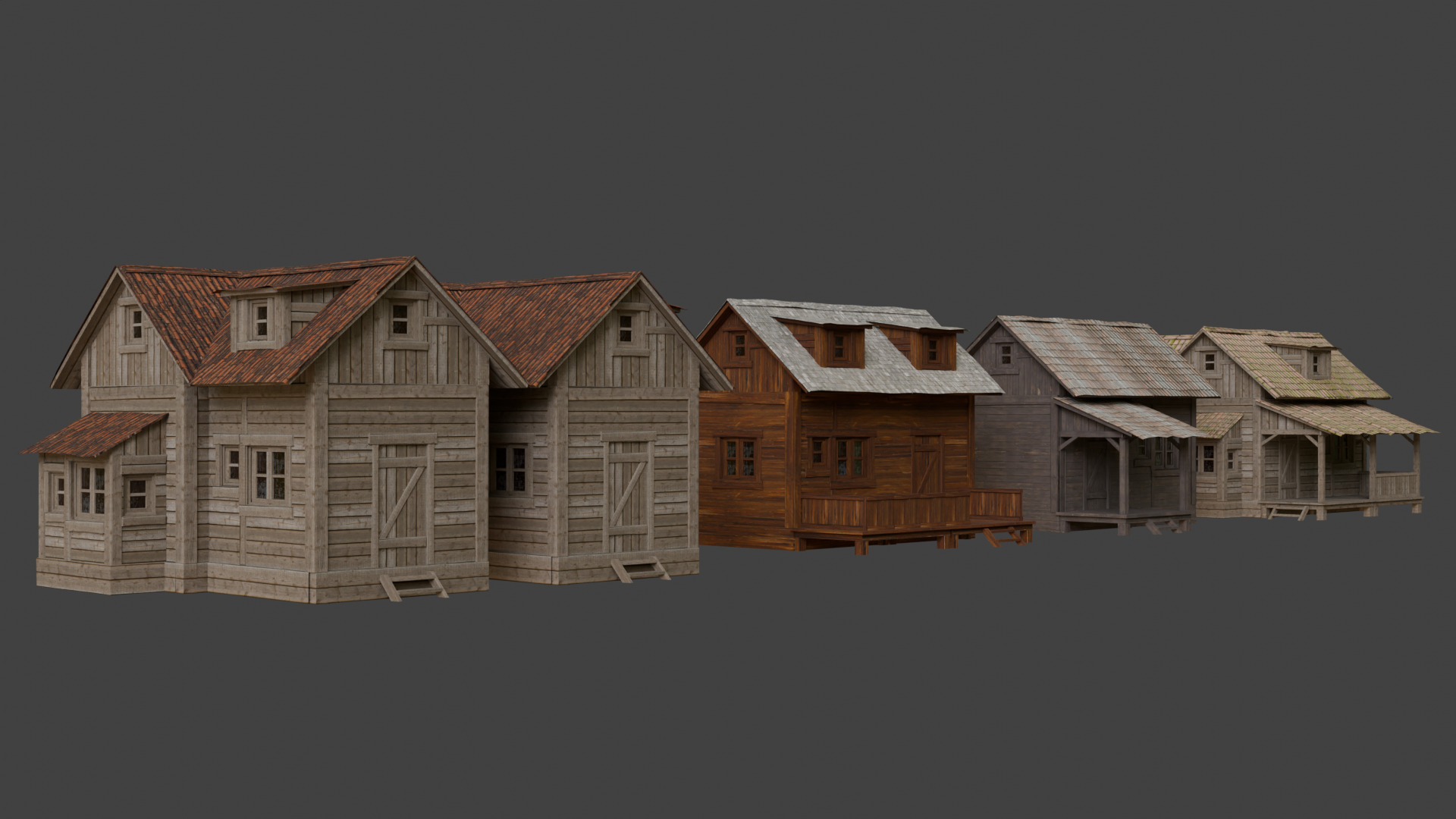 Modular Cabin House 3D Asset Pack for Games and Archviz Low-poly 3D model_2