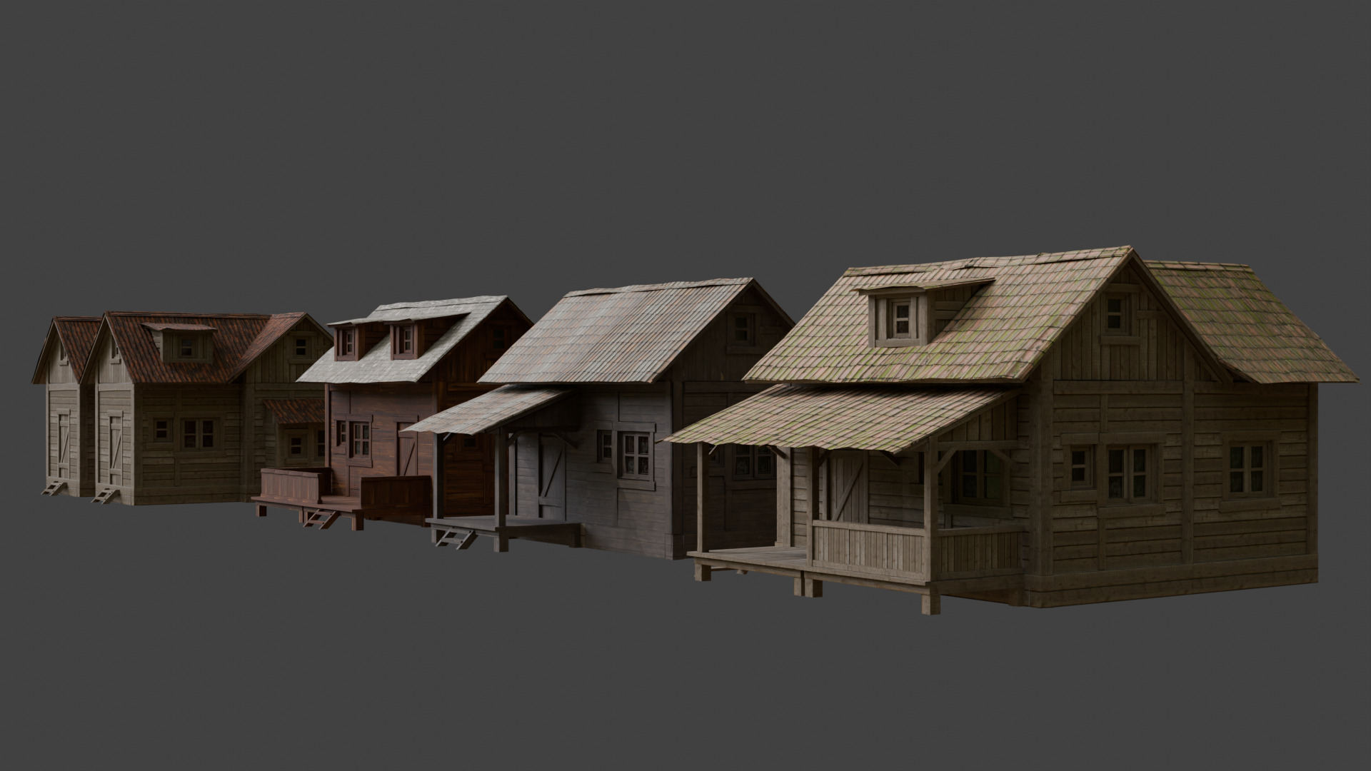 Modular Cabin House 3D Asset Pack for Games and Archviz Low-poly 3D model_1
