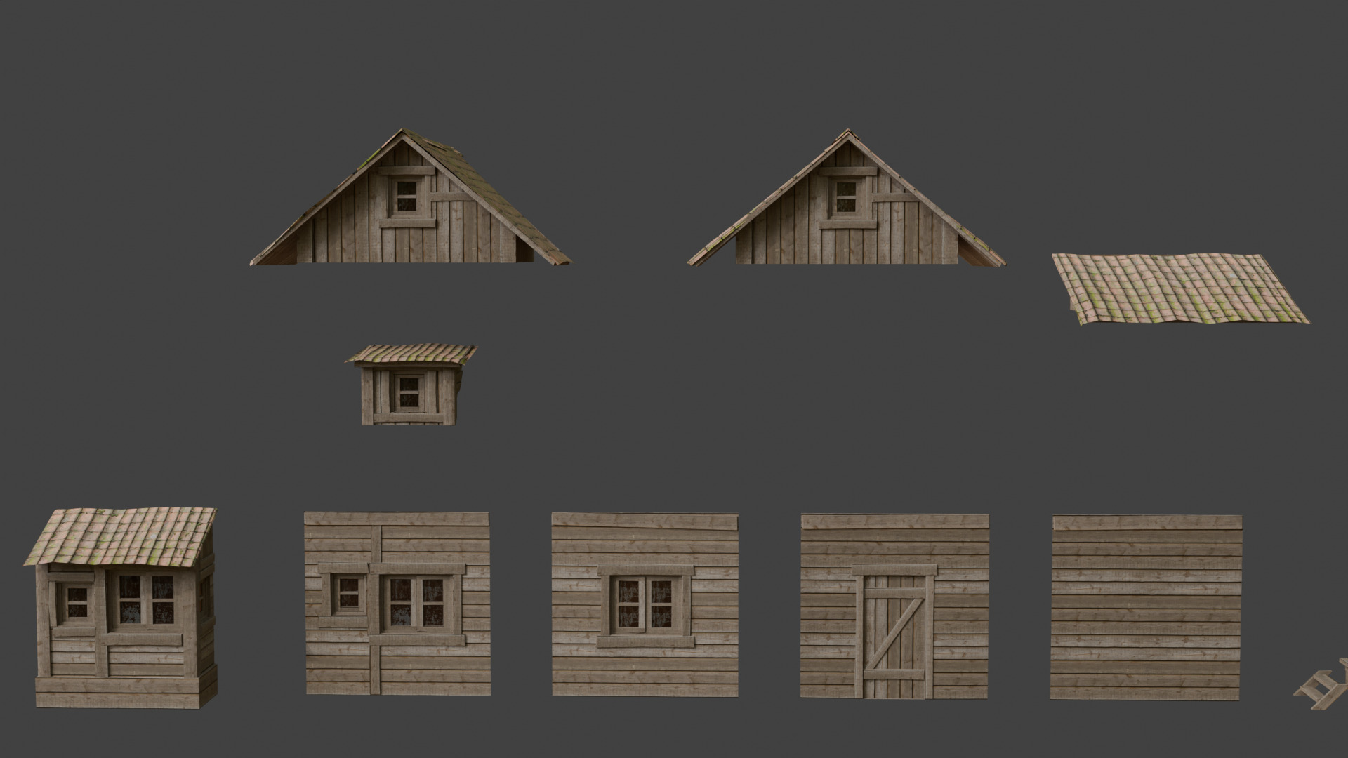 Modular Cabin House 3D Asset Pack for Games and Archviz Low-poly 3D model_5