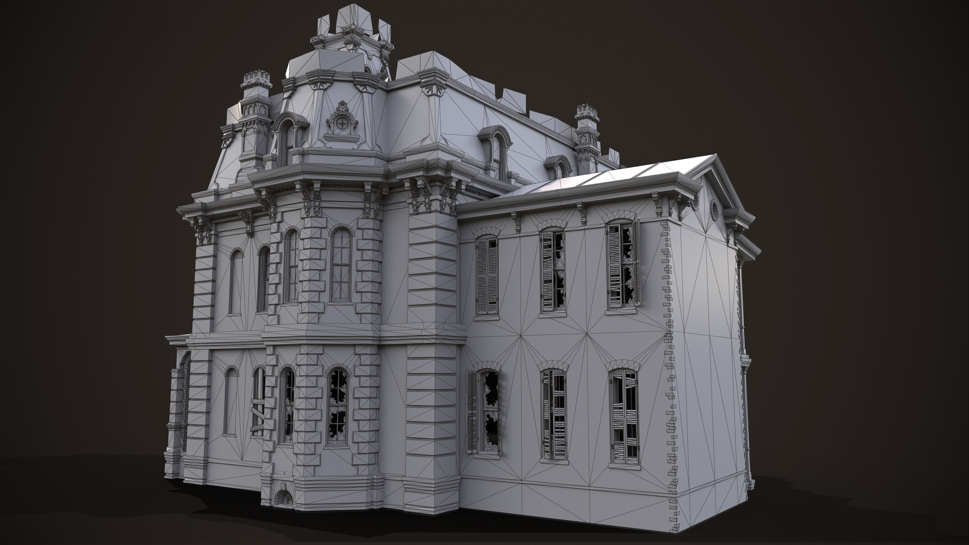 Old American House Abandoned Low-poly 3D model_15