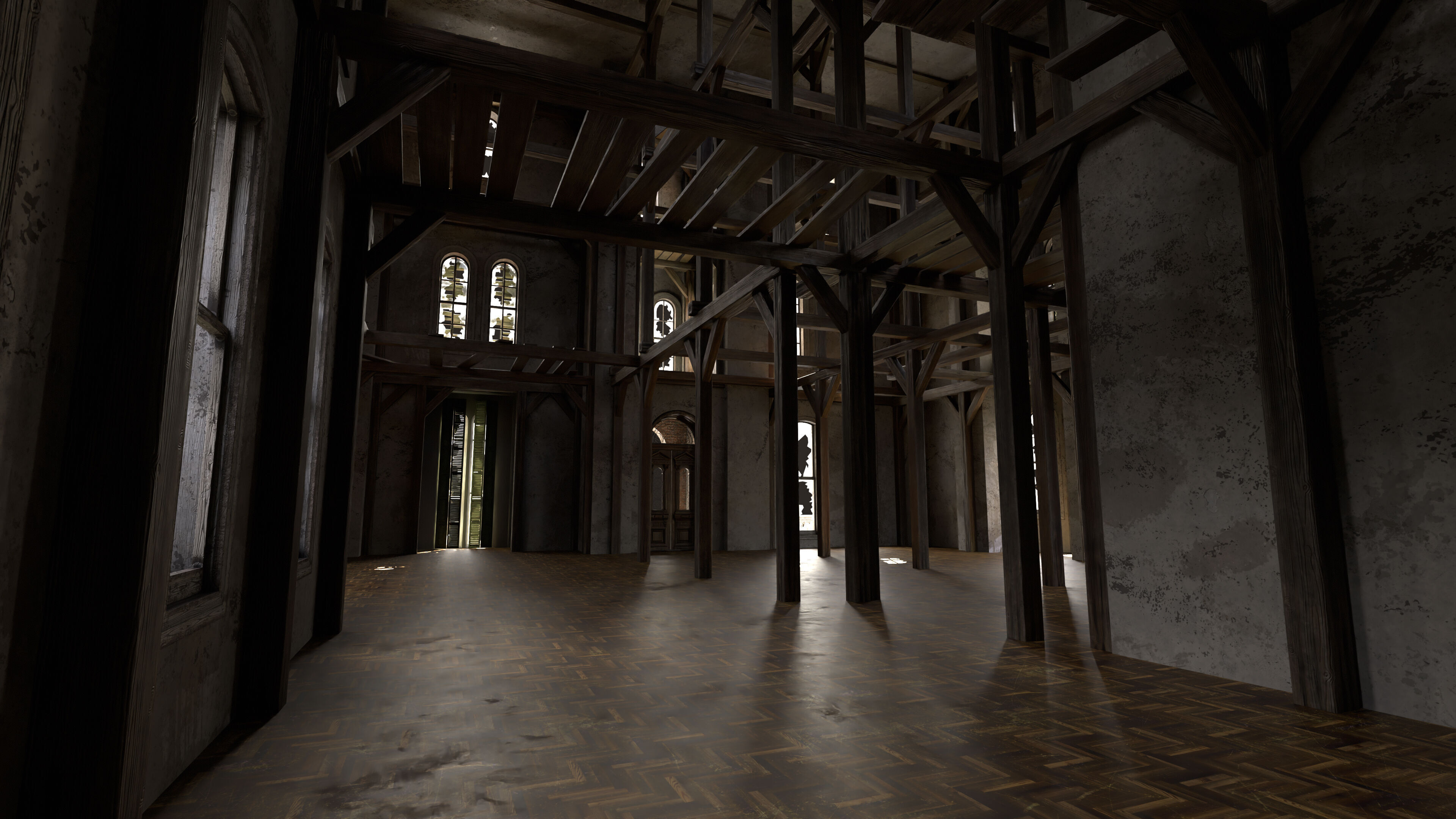 Old American House Abandoned Low-poly 3D model_13